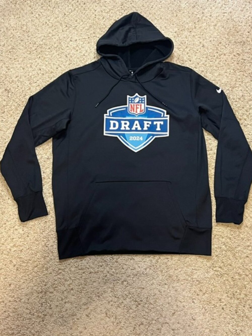 2024 NFL Draft Nike Dri Fit Black Fleece Hoodie Sweatshirt Size Large L EUC